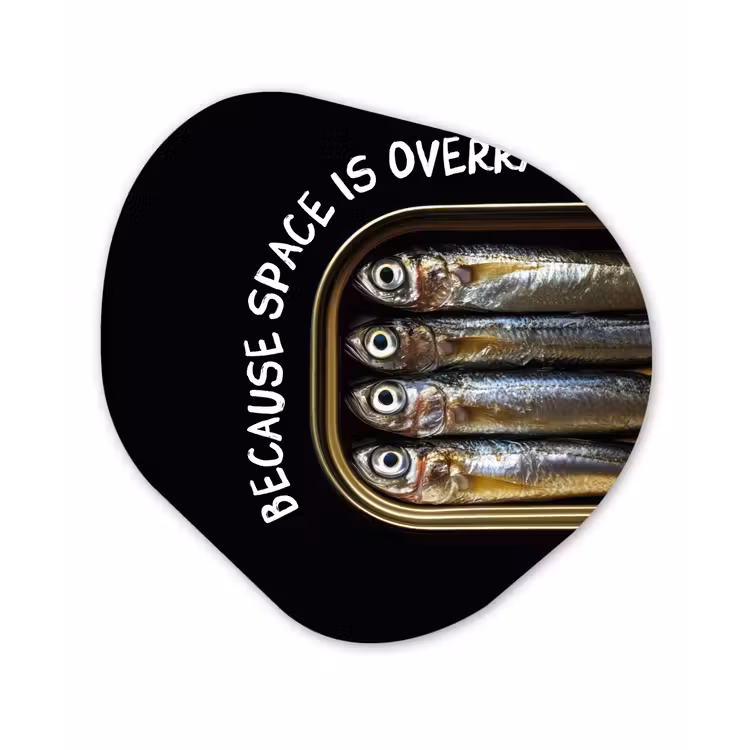 Organisch schilderij - Glas - Sardines - Tekst - Vis - Blik — 1