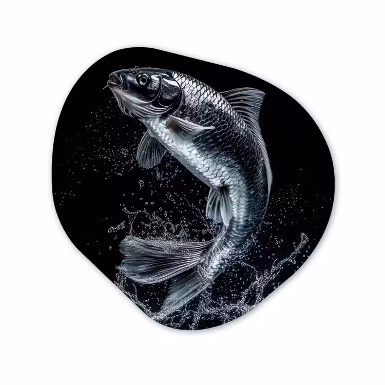 Organisch schilderij - Glas - Vis - Koi - Zwart - Water — 1
