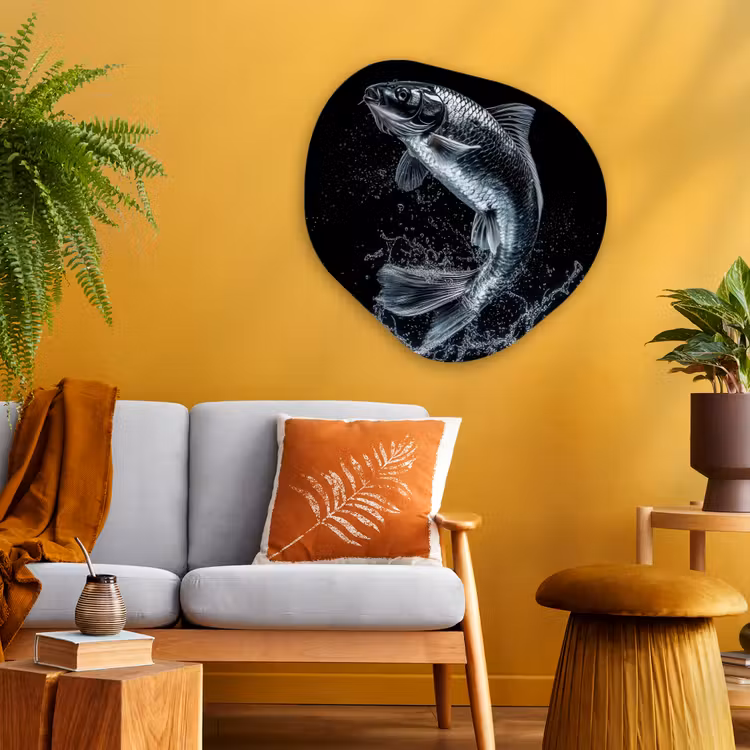 Organisch schilderij - Glas - Vis - Koi - Zwart - Water — 3