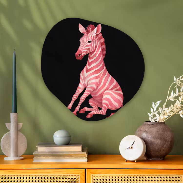 Organisch schilderij - Glas - Zebra - Roze - Gestreept — 2