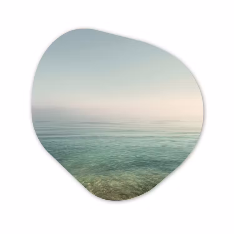 Organisch schilderij - Glas - Zee - Horizon - Blauw - Mist — 1