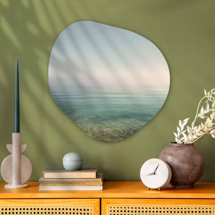 Organisch schilderij - Glas - Zee - Horizon - Blauw - Mist — 2