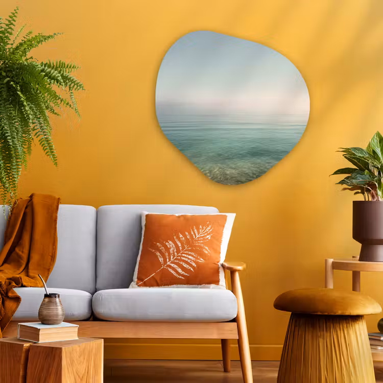 Organisch schilderij - Glas - Zee - Horizon - Blauw - Mist — 3