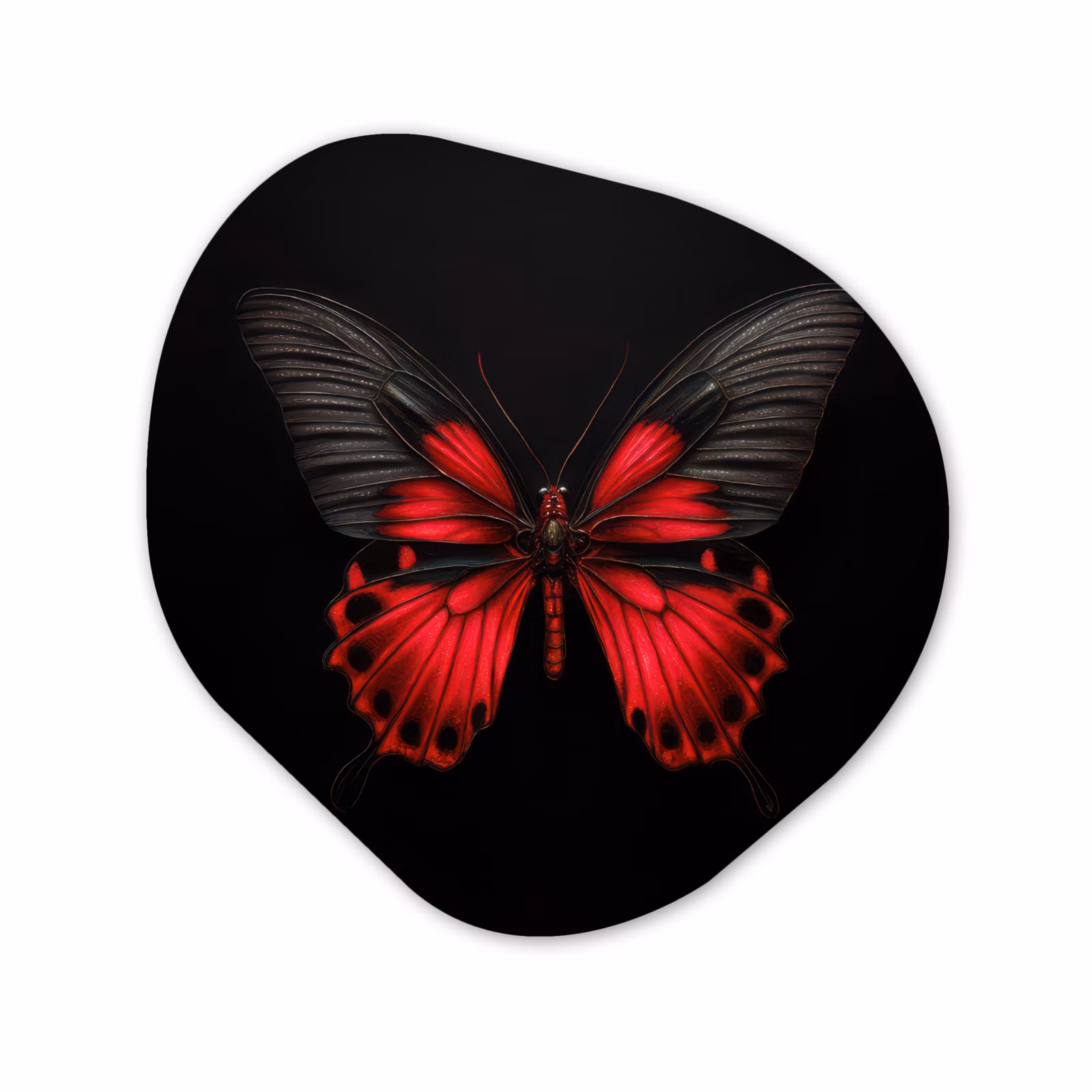 Organisch schilderij - Forex - Vlinder - Rood - Contrast — 1