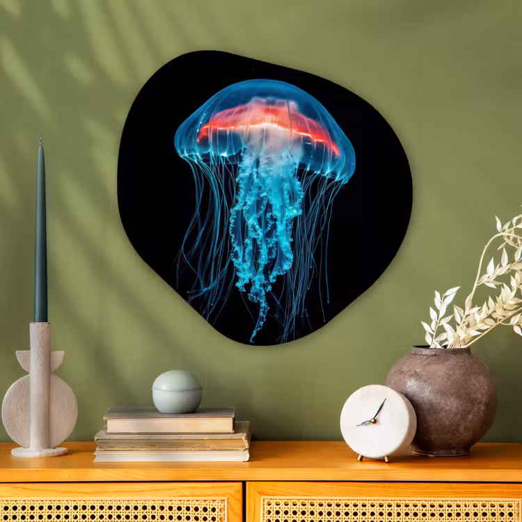 Organisch schilderij - Glas - Kwal - Tentakels - Blauw - Licht — 2