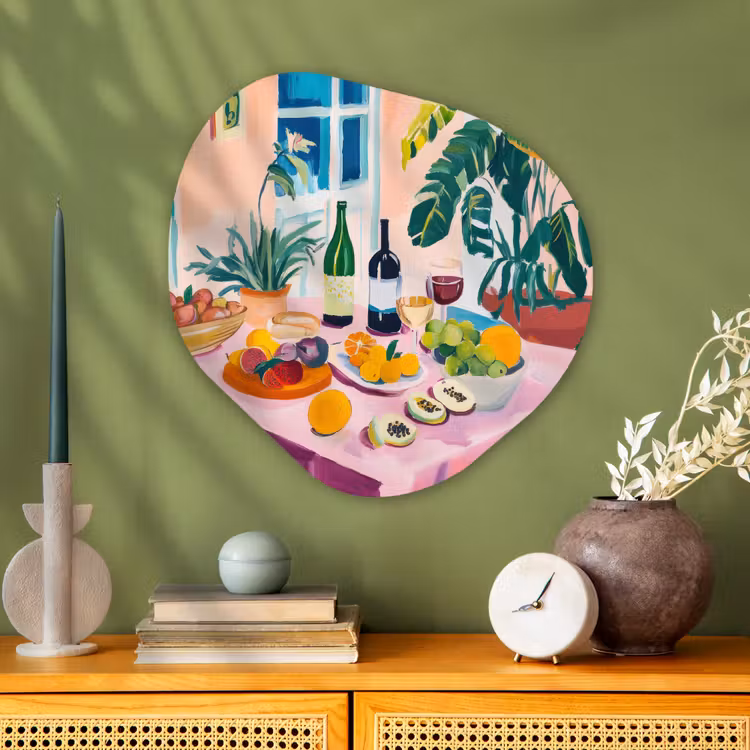Organisch schilderij - Glas - Tafel - Wijn - Fruit — 2