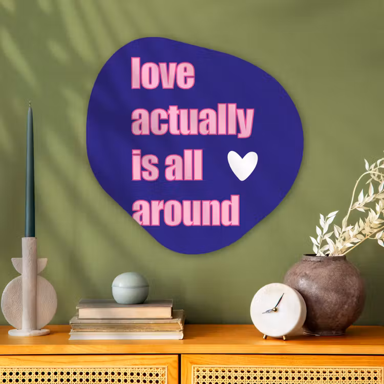 Organisch schilderij - Glas - Tekst - Valentijn - Love - Blauw — 2
