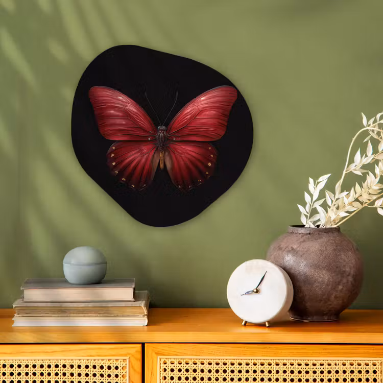 Organisch schilderij - Forex - Vlinder - Rood - Minimalistisch — 2