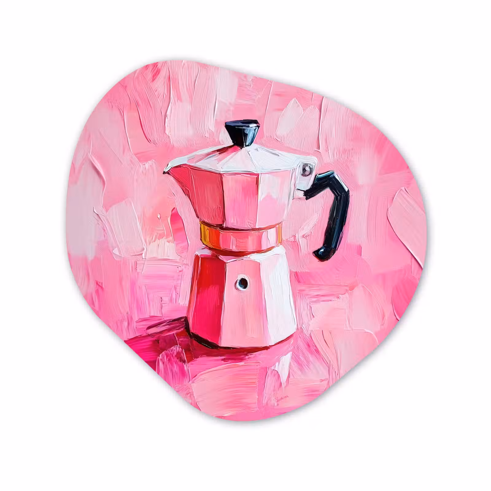 Organisch schilderij - Glas - Roze - Verf - Coffee — 1