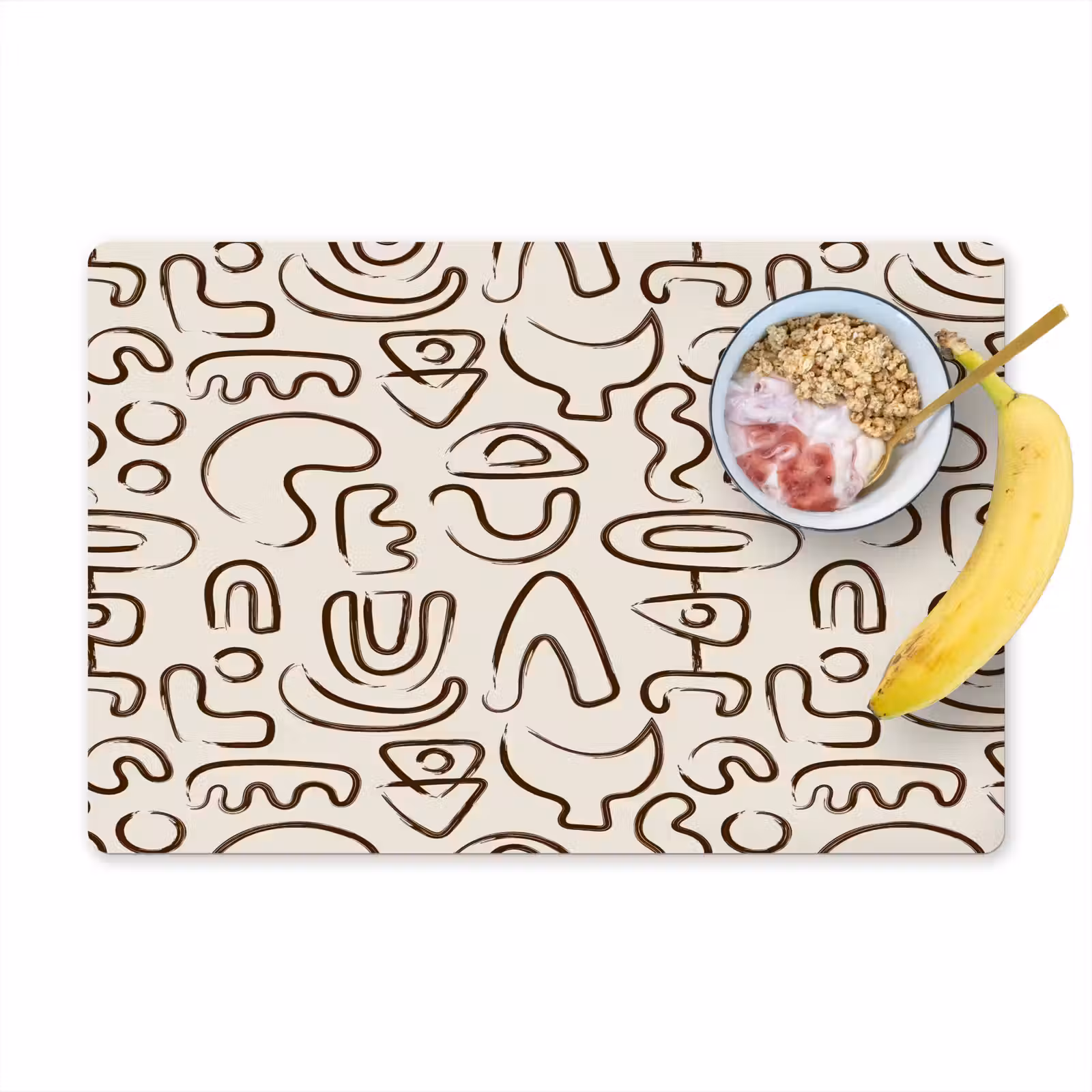 Placemat - 6 stuks - Abstract - Beige - Patroon - Donkerbruin — 1