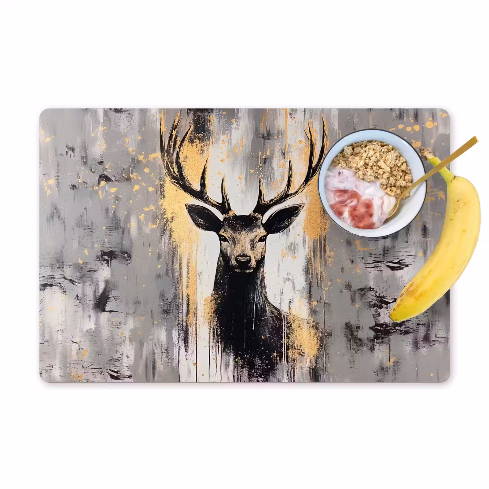 Placemat - 6 stuks - Abstract - Hert - Gewei - Goud — 1