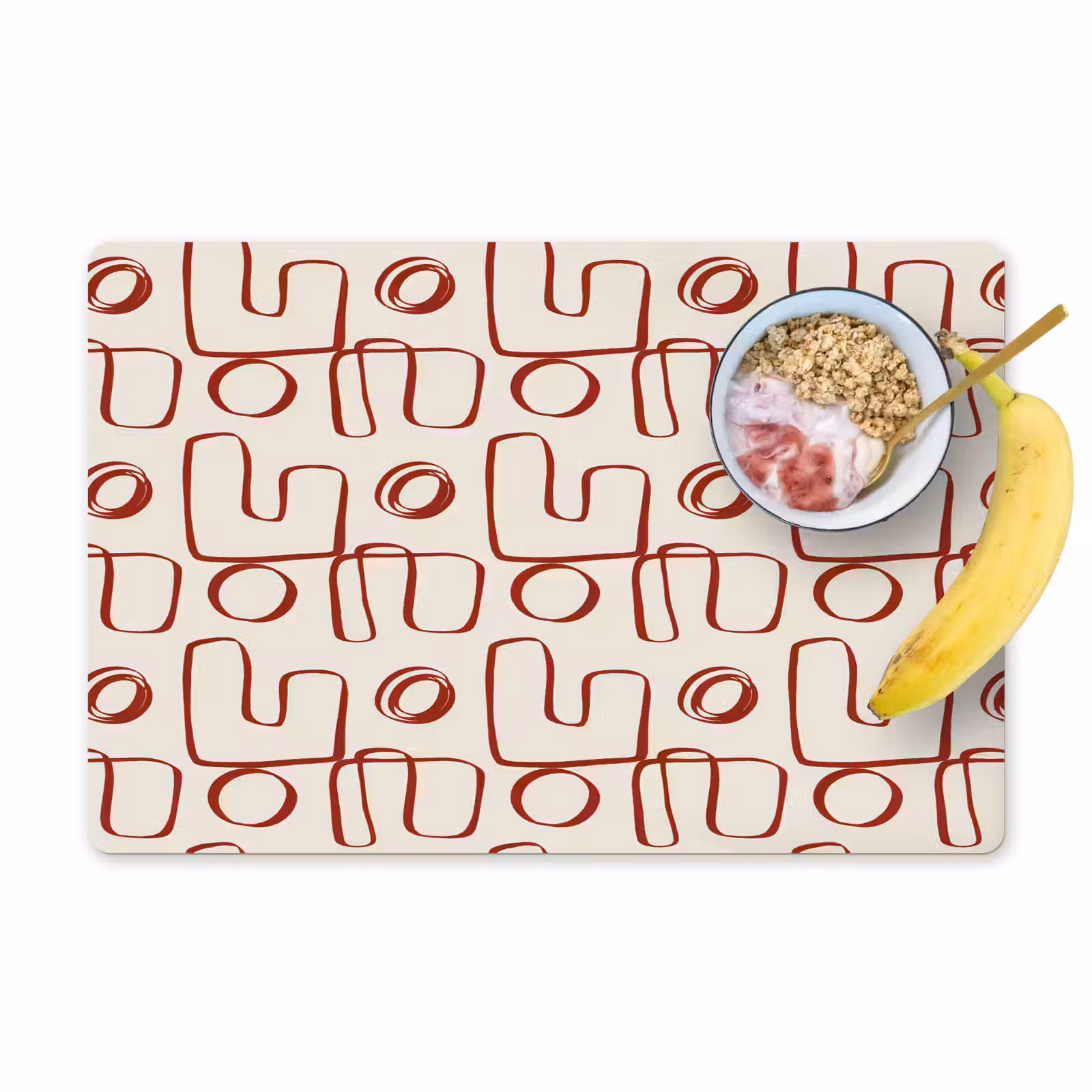 Placemat - 6 stuks - Abstract - Patroon - Beige - Rood — 1