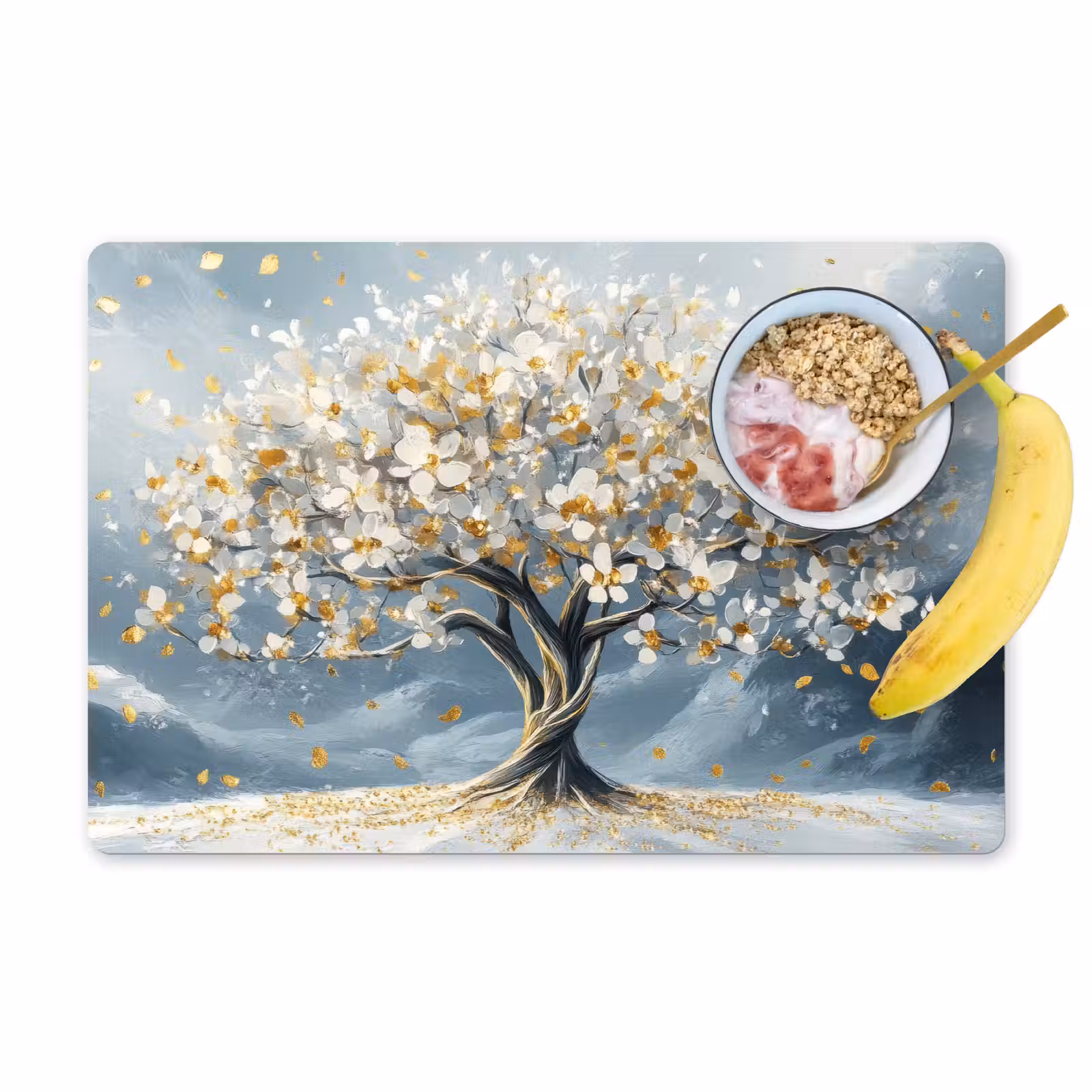 Placemat - 6 stuks - Boom - Winter - Levensboom - Modern - Goud — 1