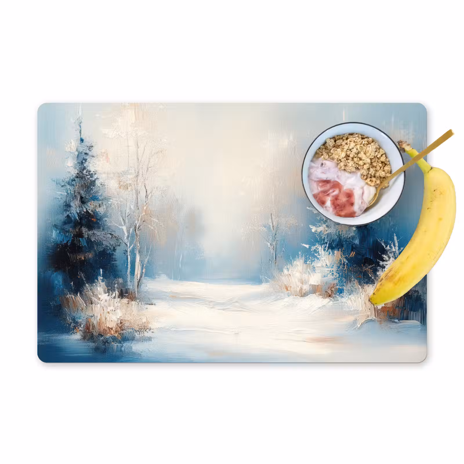 Placemat - 6 stuks - Bos - Winter - Natuur - Abstract - Sneeuw — 1