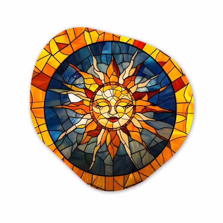 Organisch schilderij - Glas - Mozaïek - Zon - Geel - Cirkel — 1