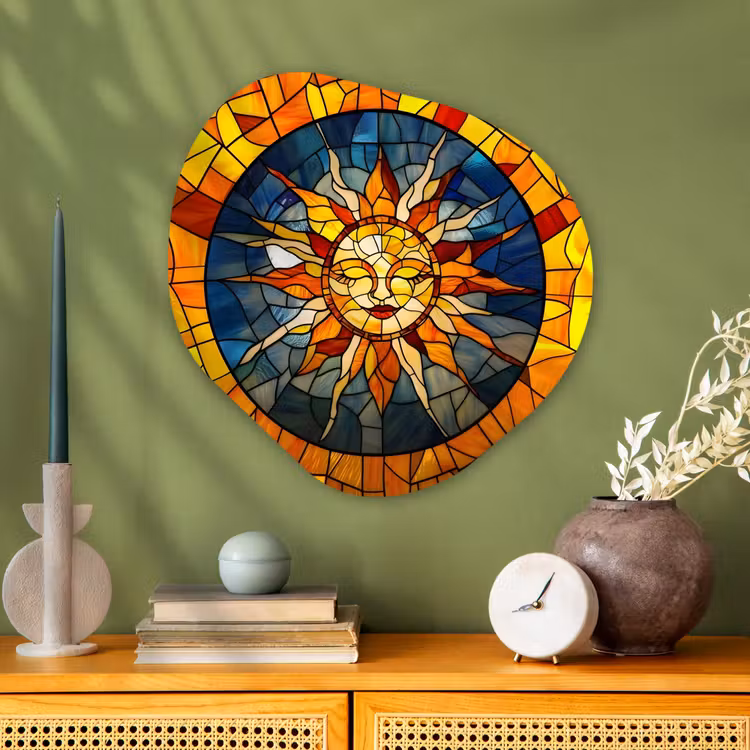 Organisch schilderij - Glas - Mozaïek - Zon - Geel - Cirkel — 2
