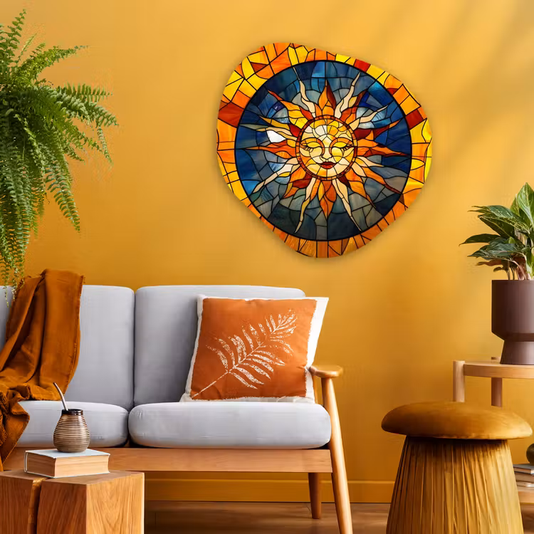 Organisch schilderij - Glas - Mozaïek - Zon - Geel - Cirkel — 3