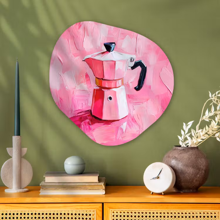 Organisch schilderij - Glas - Roze - Verf - Coffee — 2