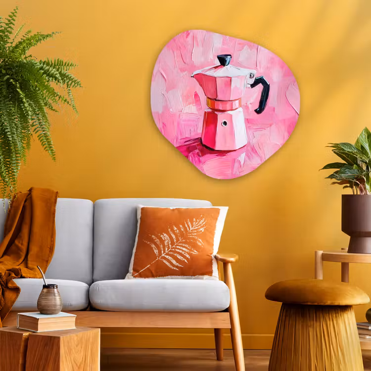 Organisch schilderij - Glas - Roze - Verf - Coffee — 3