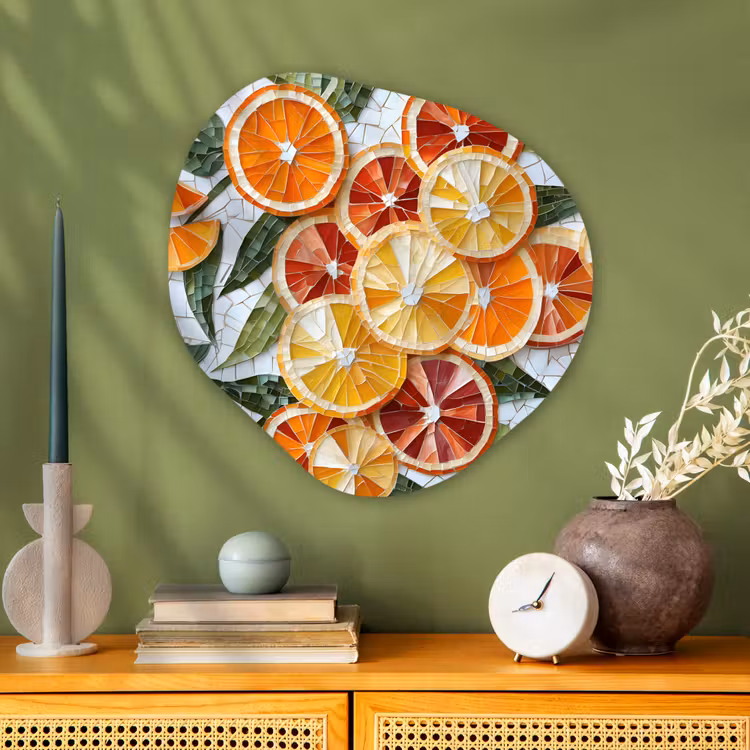 Organisch schilderij - Glas - Schijfjes - Fruit - Oranje - Mozaïek — 2