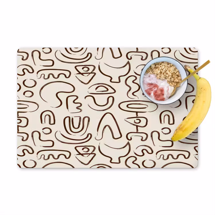 Placemat - 6 stuks - Abstract - Beige - Patroon - Donkerbruin — 1