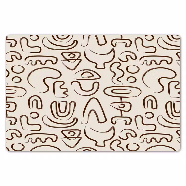 Placemat - 6 stuks - Abstract - Beige - Patroon - Donkerbruin — 7