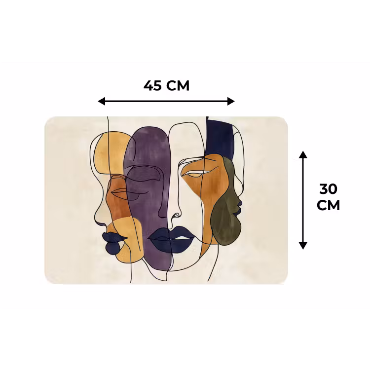 Placemat - 6 stuks - Abstract - Overlappende gezichten - Paars - Donkergroen — 3