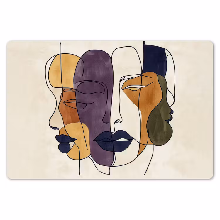 Placemat - 6 stuks - Abstract - Overlappende gezichten - Paars - Donkergroen — 7