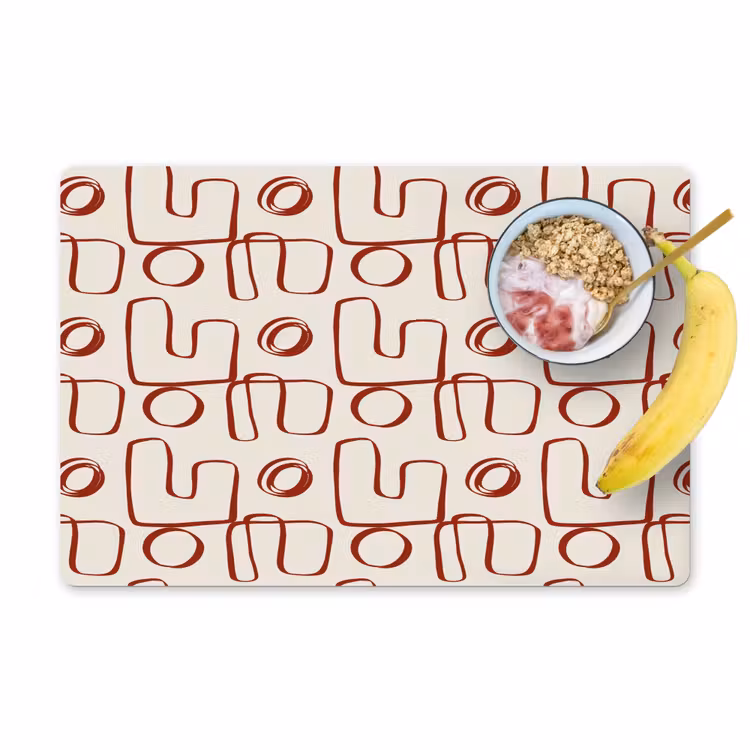 Placemat - 6 stuks - Abstract - Patroon - Beige - Rood — 1