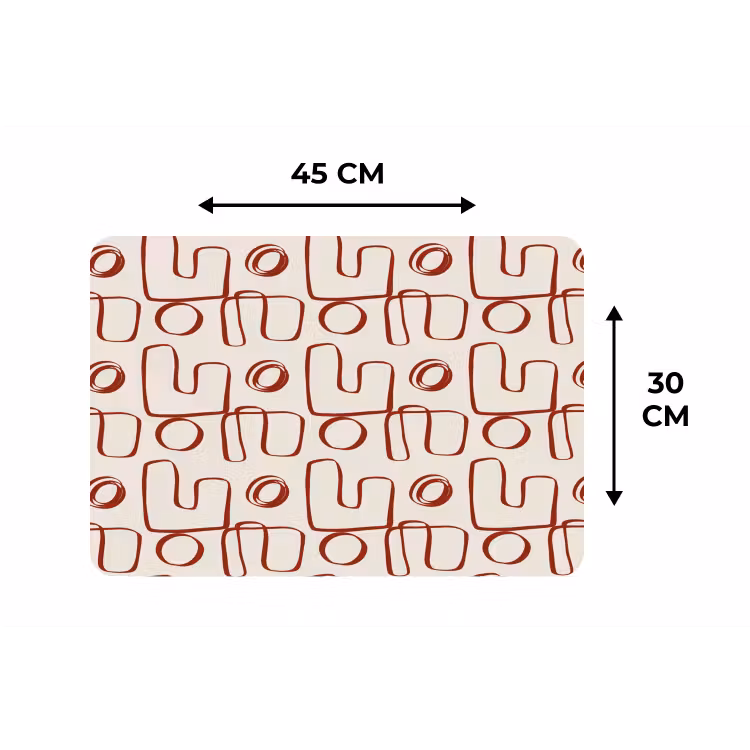 Placemat - 6 stuks - Abstract - Patroon - Beige - Rood — 3