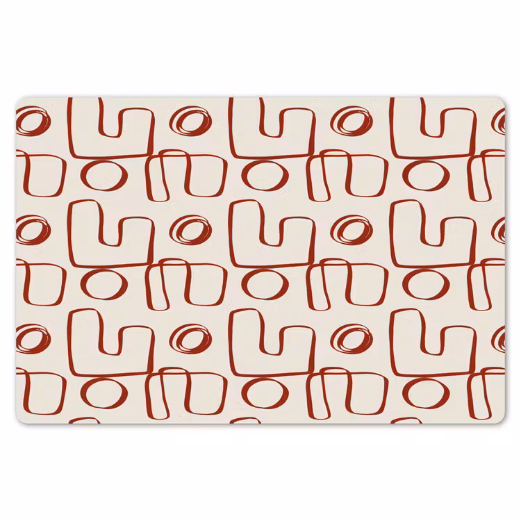 Placemat - 6 stuks - Abstract - Patroon - Beige - Rood — 7