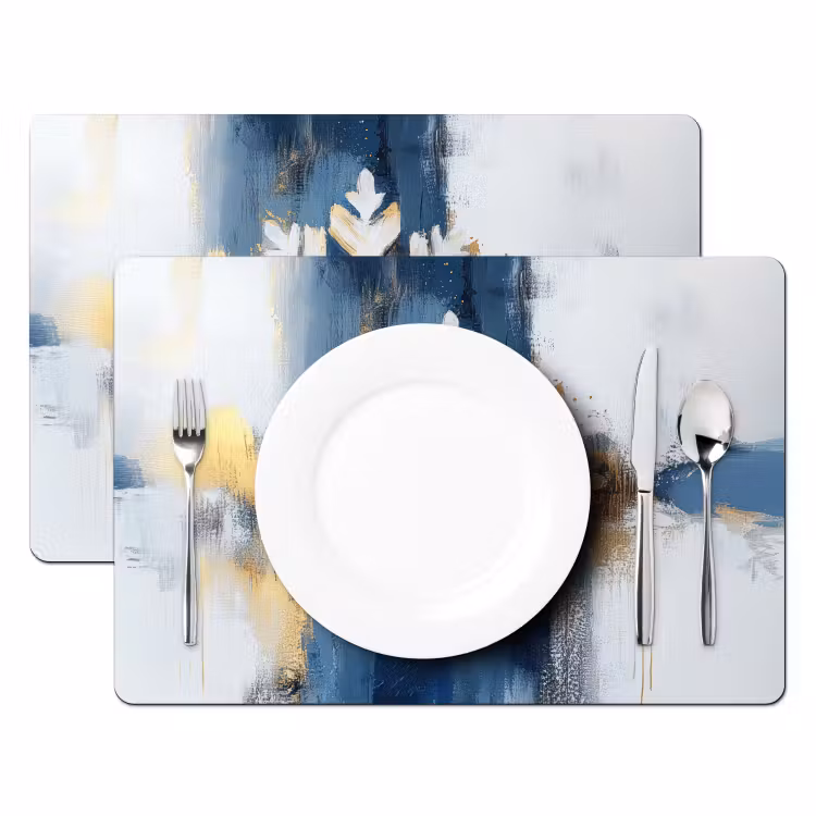 Placemat - 6 stuks - Abstract - Winter - Sneeuwvlok - Sneeuw - Goud — 2