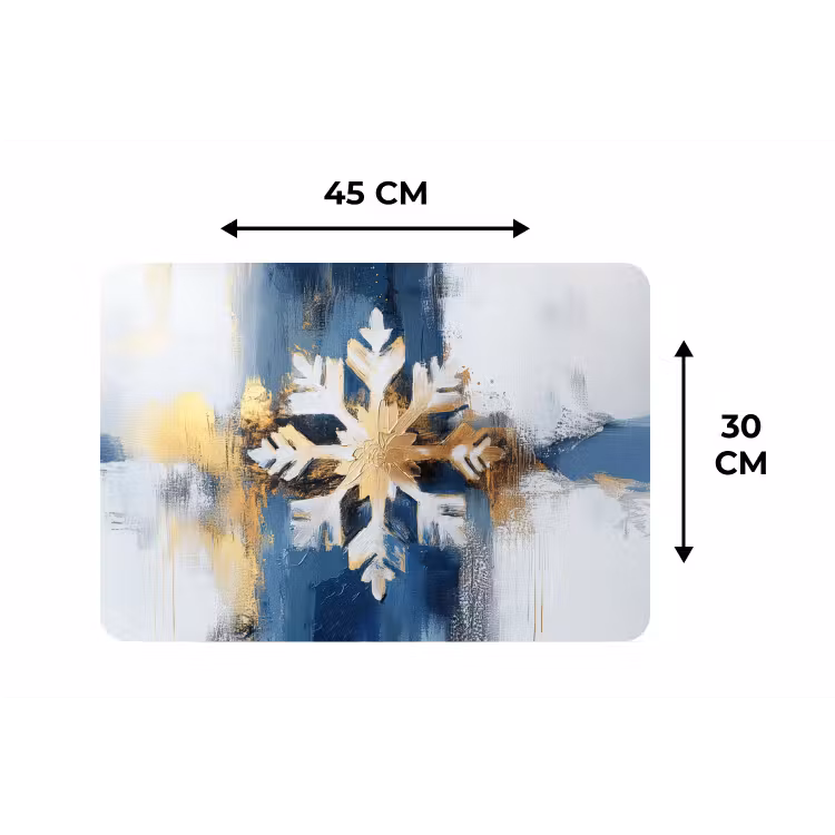 Placemat - 6 stuks - Abstract - Winter - Sneeuwvlok - Sneeuw - Goud — 3