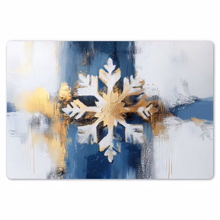 Placemat - 6 stuks - Abstract - Winter - Sneeuwvlok - Sneeuw - Goud — 7