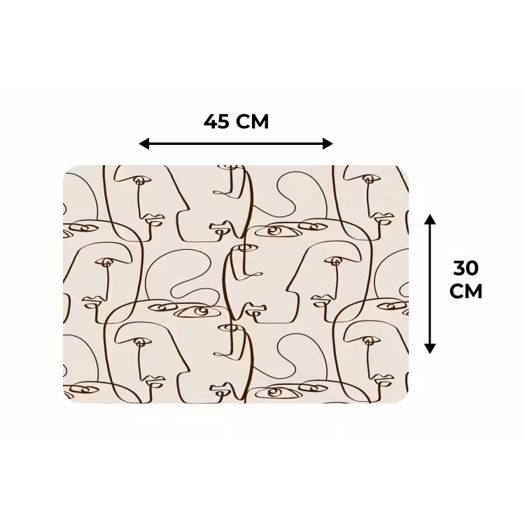 Placemat - 6 stuks - Beige - Gezicht - Lijnen - Bruin — 3