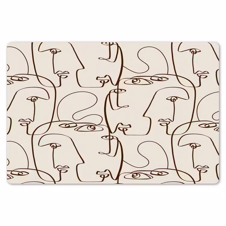 Placemat - 6 stuks - Beige - Gezicht - Lijnen - Bruin — 7