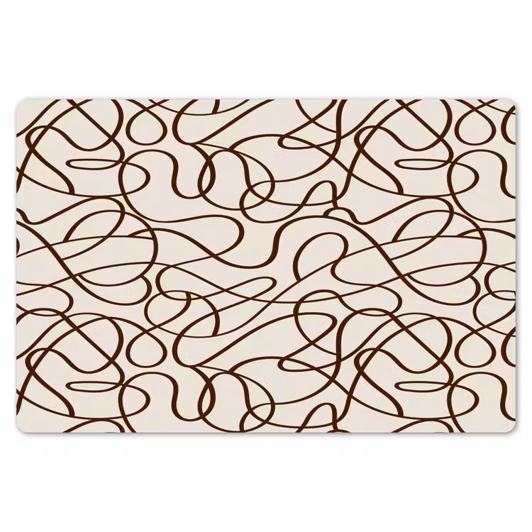 Placemat - 6 stuks - Beige - Lijnen - Donkerbruin — 7