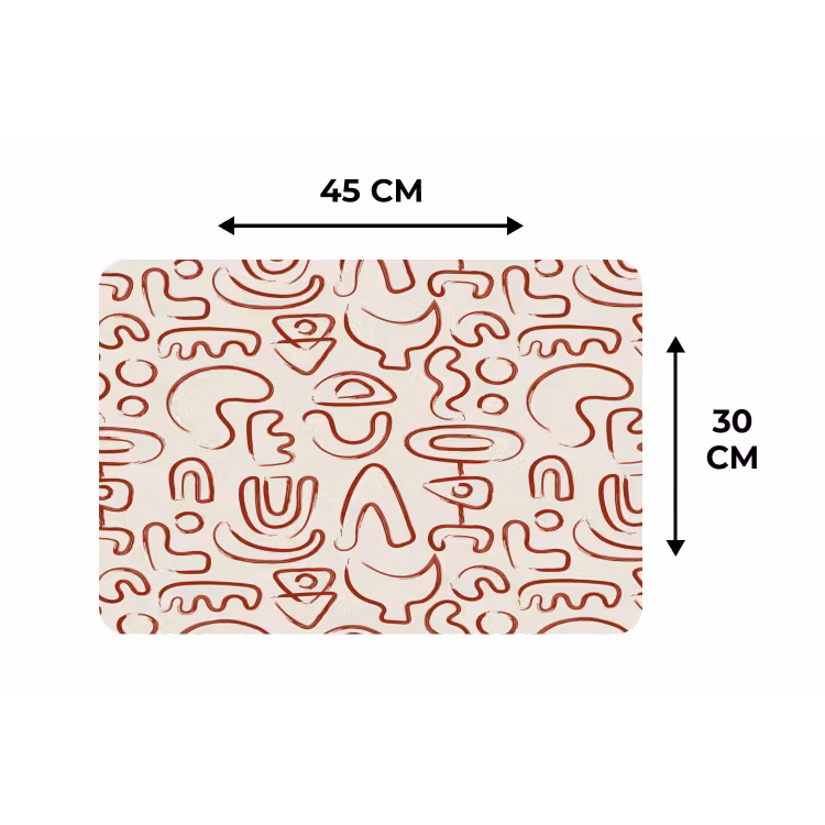 Placemat - 6 stuks - Beige - Vormen - Rood - Patroon — 3