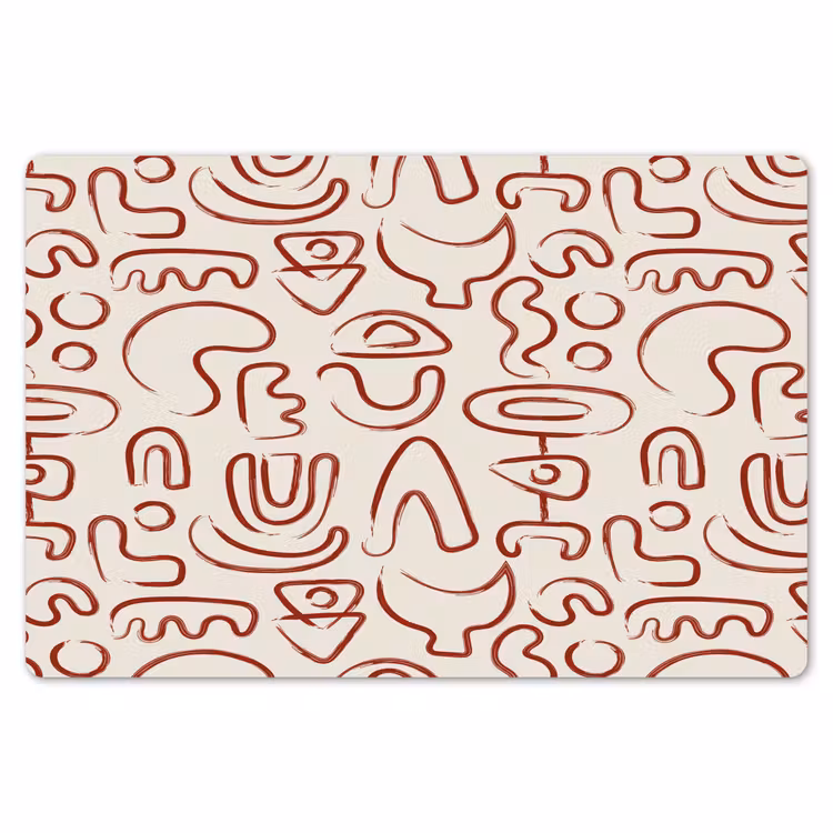 Placemat - 6 stuks - Beige - Vormen - Rood - Patroon — 7