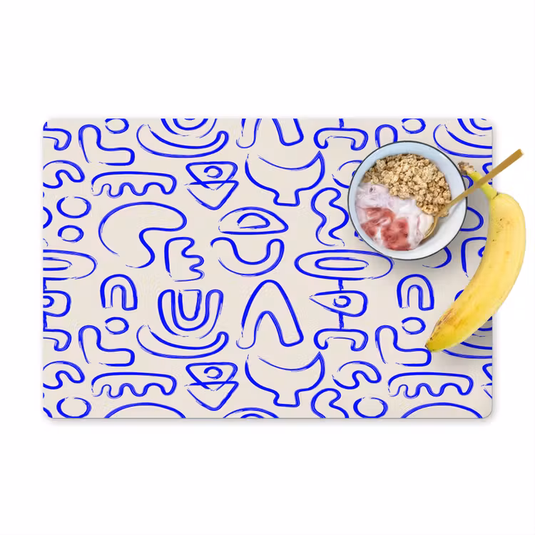 Placemat - 6 stuks - Blauw - Patroon - Abstract - Beige — 1
