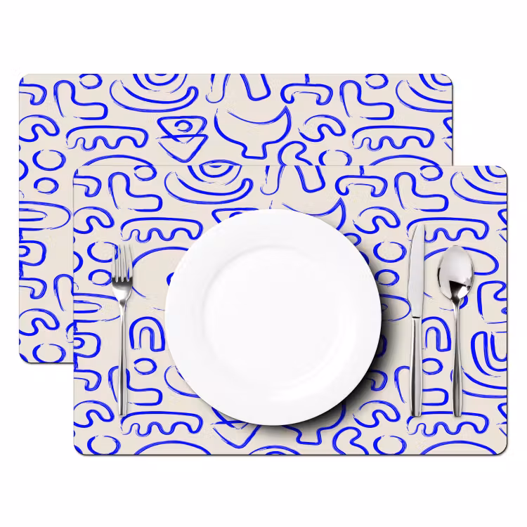 Placemat - 6 stuks - Blauw - Patroon - Abstract - Beige — 2