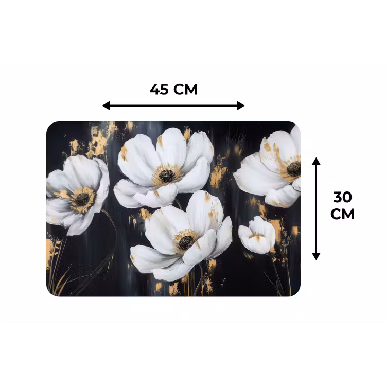 Placemat - 6 stuks - Bloemen - Wit - Abstract — 3