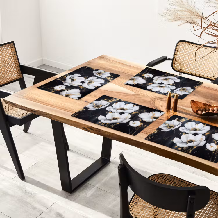 Placemat - 6 stuks - Bloemen - Wit - Abstract — 5
