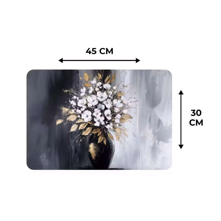 Placemat - 6 stuks - Bloemen - Wit - Vaas - Abstract — 3
