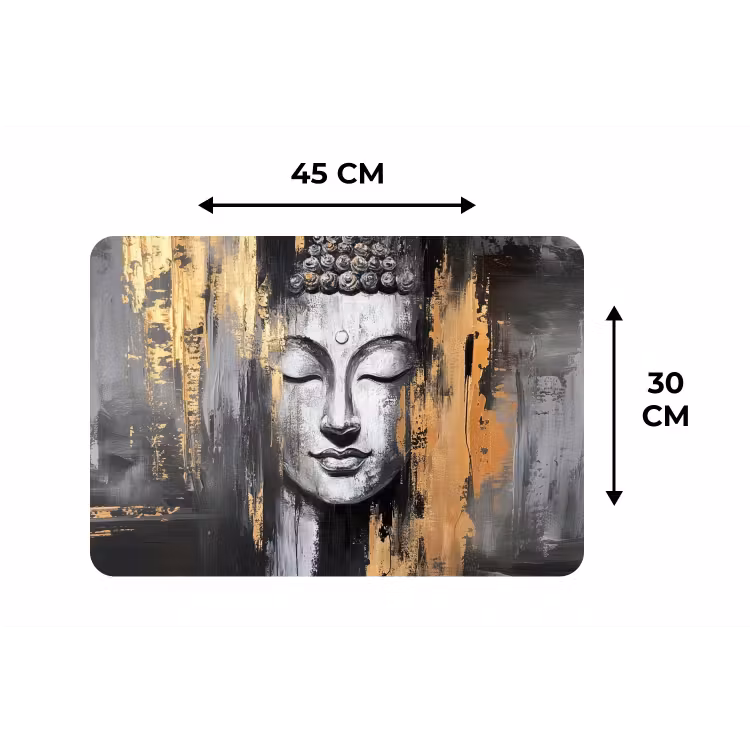 Placemat - 6 stuks - Boedhha - Penseelstreken - Goud - Abstract — 3