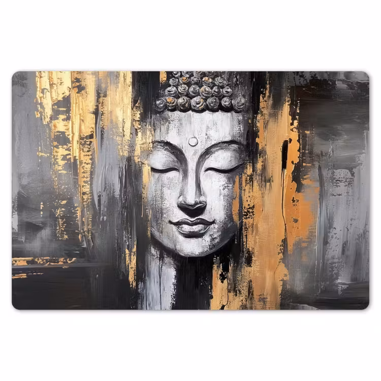 Placemat - 6 stuks - Boedhha - Penseelstreken - Goud - Abstract — 7