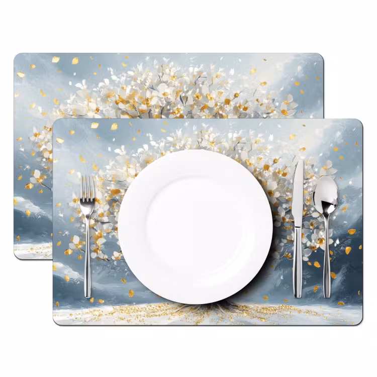 Placemat - 6 stuks - Boom - Winter - Levensboom - Modern - Goud — 2