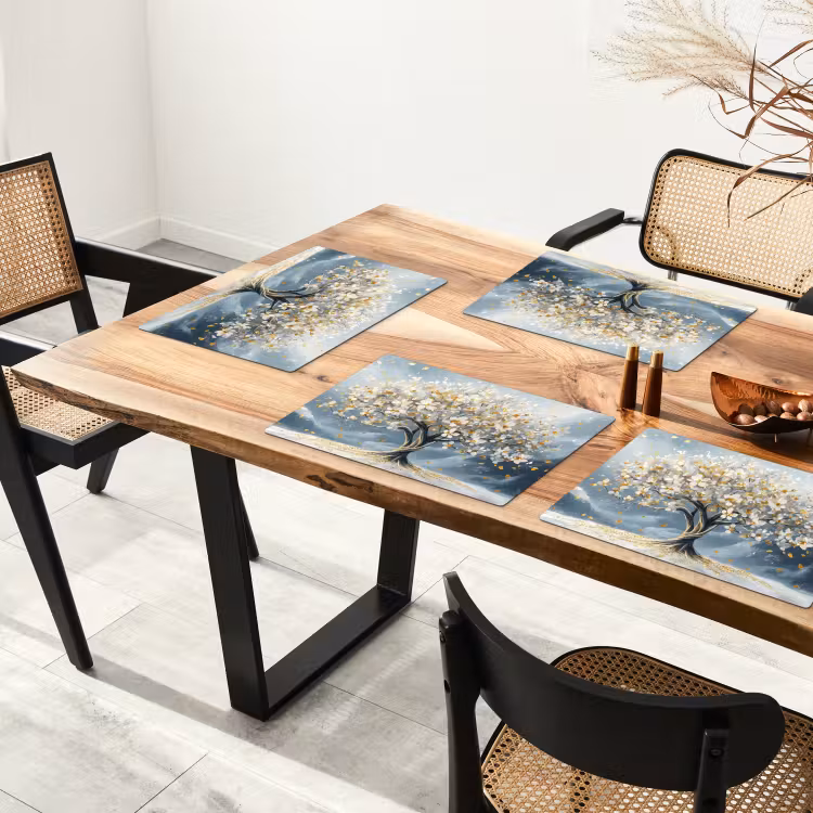 Placemat - 6 stuks - Boom - Winter - Levensboom - Modern - Goud — 5