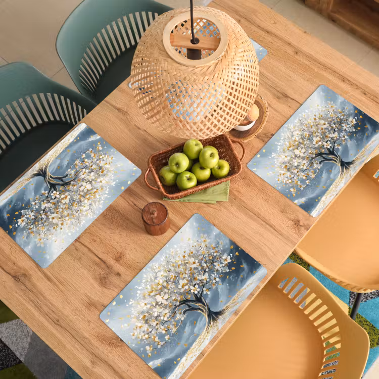Placemat - 6 stuks - Boom - Winter - Levensboom - Modern - Goud — 6