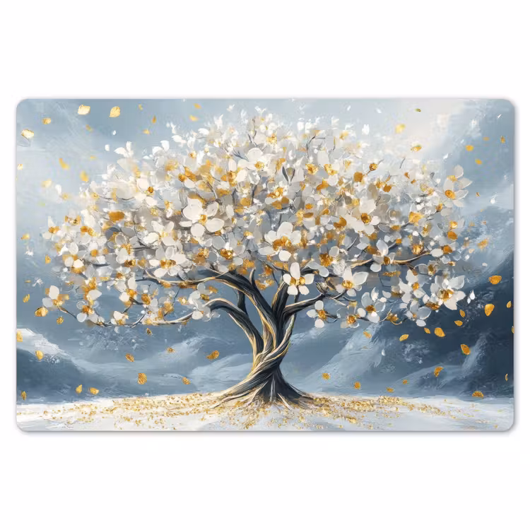 Placemat - 6 stuks - Boom - Winter - Levensboom - Modern - Goud — 7
